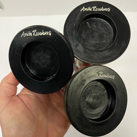 Vintage Anita Rosenberg Hand Painted Candlesticks -Set of 3 - Picture 4 of 7